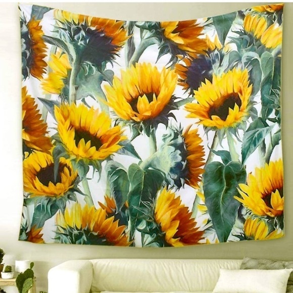 Bohemian Sunflower Floral Botanical Indie/Hippie Tapestry/Decor/Festival Mat - Picture 7 of 7